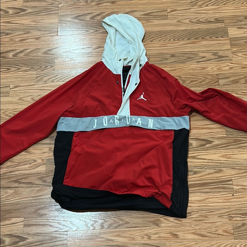 Jordan Red and Black Windbreaker with White Accents